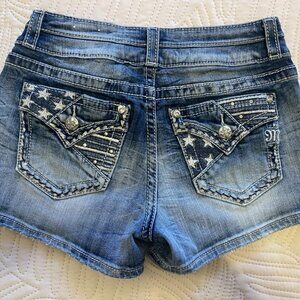 Miss Me Curvy Shorts Size 26 Embellished Pockets STARS Rhinestones Studs